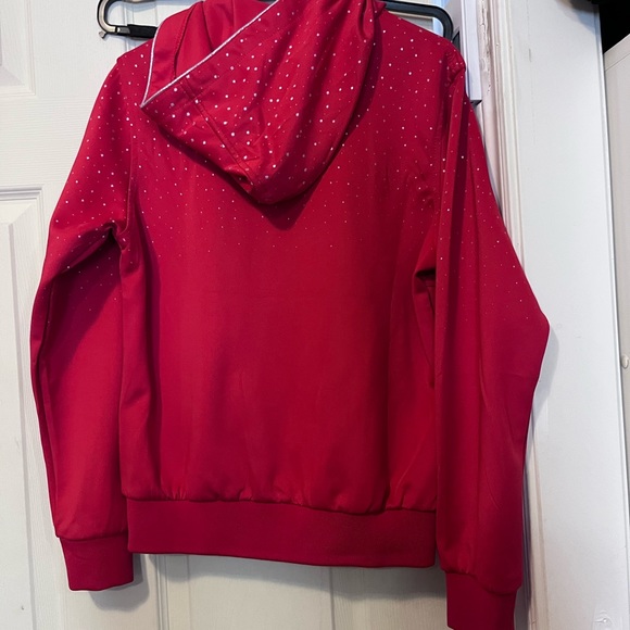 Red Adidas sports sweater with zipper and hood - Picture 3 of 4